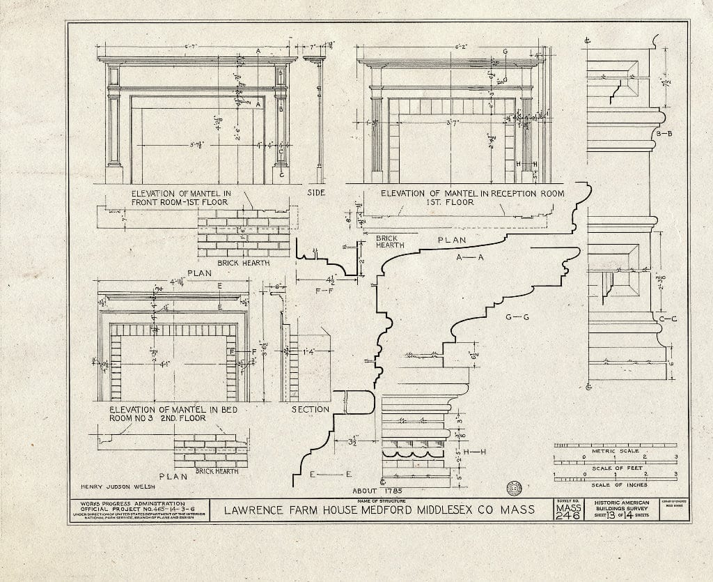 Blueprint HABS Mass,9-MED,12- (Sheet 13 of 14) - Lawrence Farmhouse, 353 Lawrence Road, Medford, Middlesex County, MA