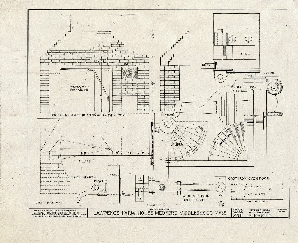 Blueprint HABS Mass,9-MED,12- (Sheet 14 of 14) - Lawrence Farmhouse, 353 Lawrence Road, Medford, Middlesex County, MA