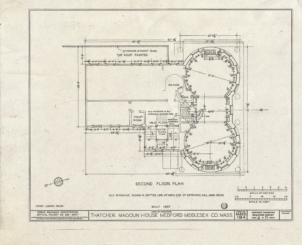 Blueprint HABS Mass,9-MED,10- (Sheet 2 of 11) - Thatcher Magoun House, 117 High Street, Medford, Middlesex County, MA
