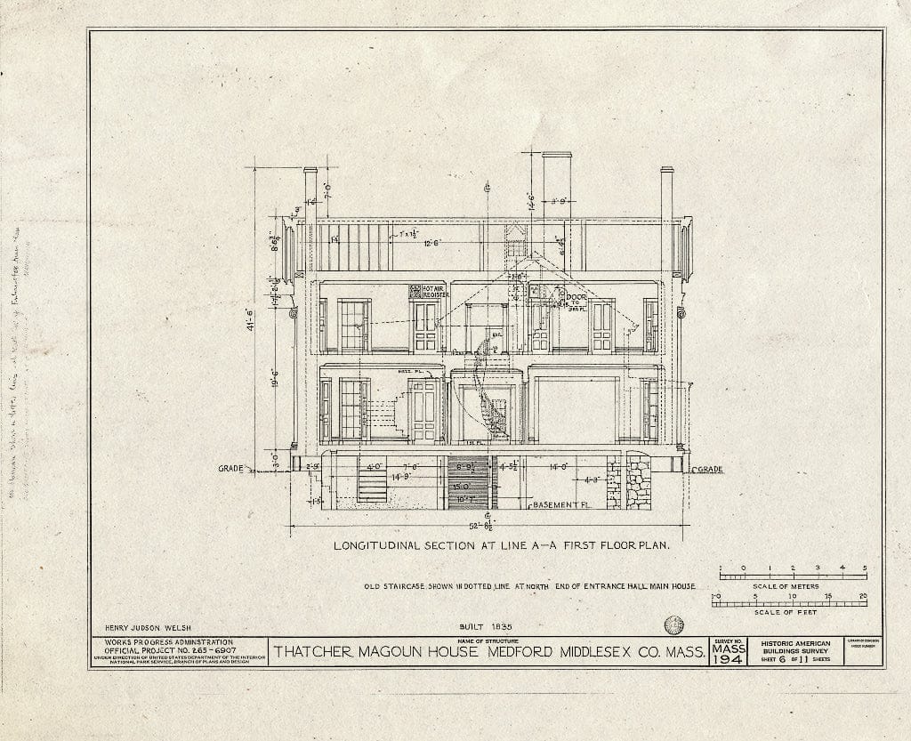 Blueprint HABS Mass,9-MED,10- (Sheet 6 of 11) - Thatcher Magoun House, 117 High Street, Medford, Middlesex County, MA
