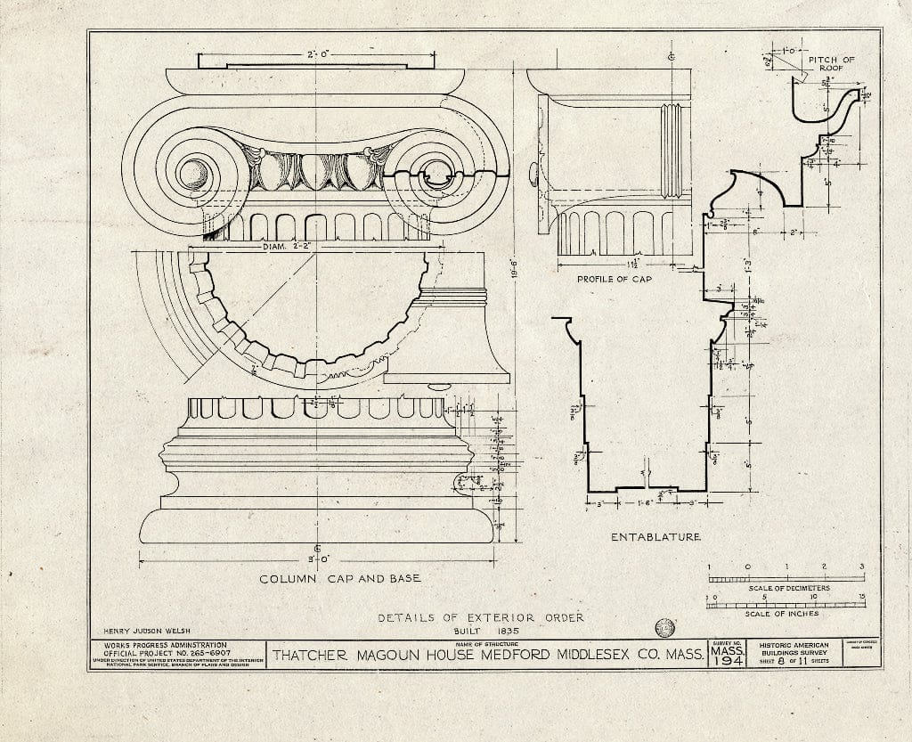 Blueprint HABS Mass,9-MED,10- (Sheet 8 of 11) - Thatcher Magoun House, 117 High Street, Medford, Middlesex County, MA