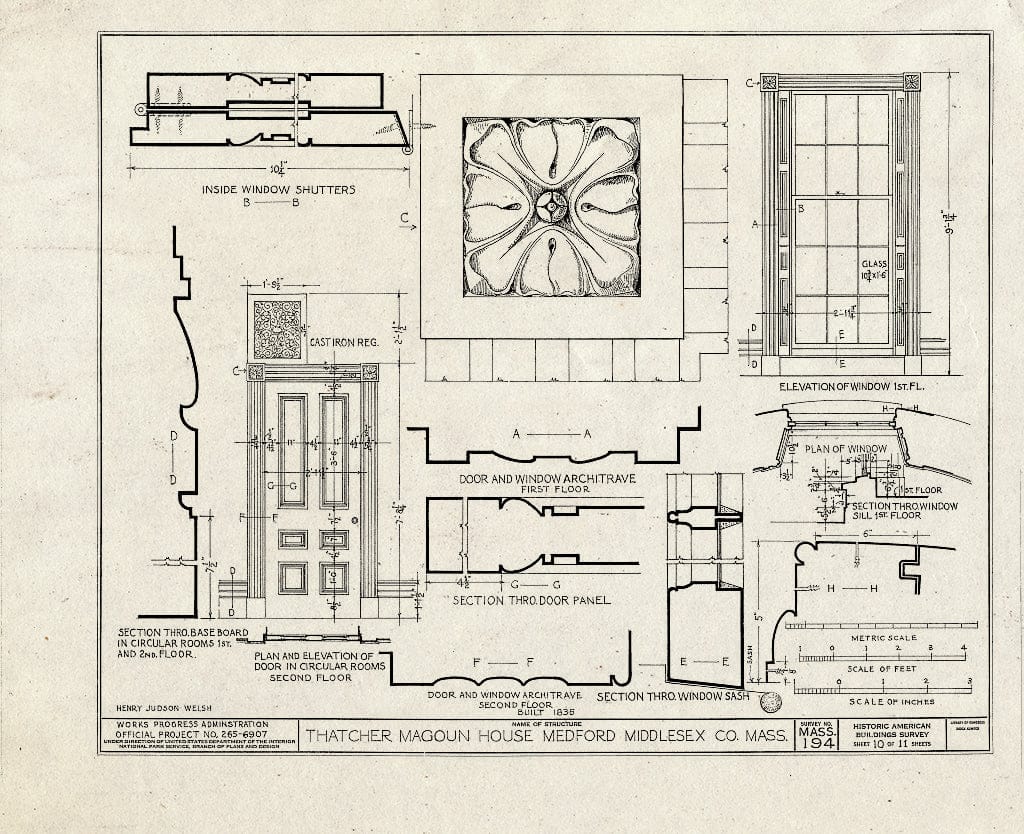 Blueprint HABS Mass,9-MED,10- (Sheet 10 of 11) - Thatcher Magoun House, 117 High Street, Medford, Middlesex County, MA