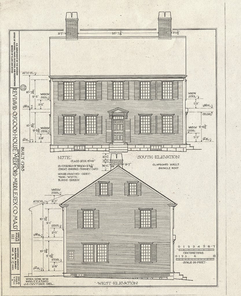 Blueprint HABS Mass,9-MED,4- (Sheet 3 of 17) - Reverend David Osgood House, 141 High Street, Medford, Middlesex County, MA