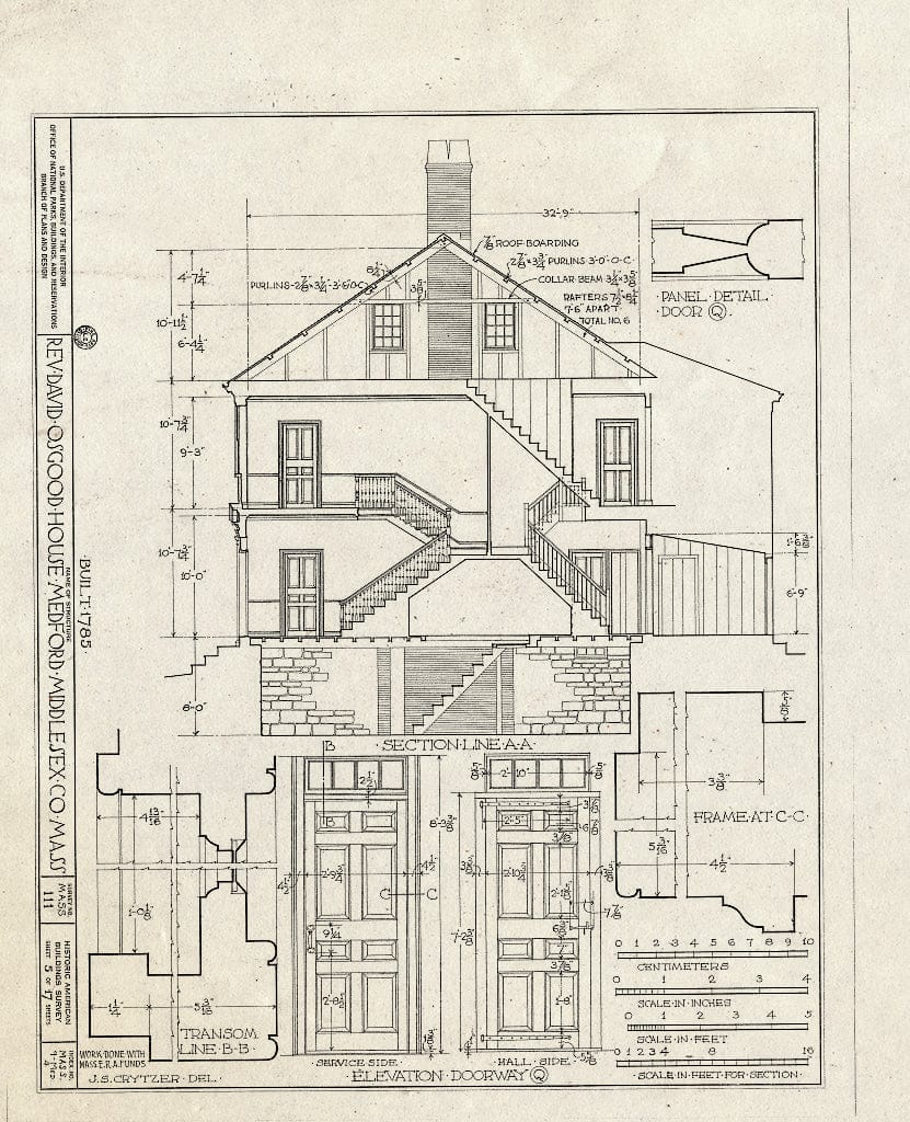 Blueprint HABS Mass,9-MED,4- (Sheet 5 of 17) - Reverend David Osgood House, 141 High Street, Medford, Middlesex County, MA