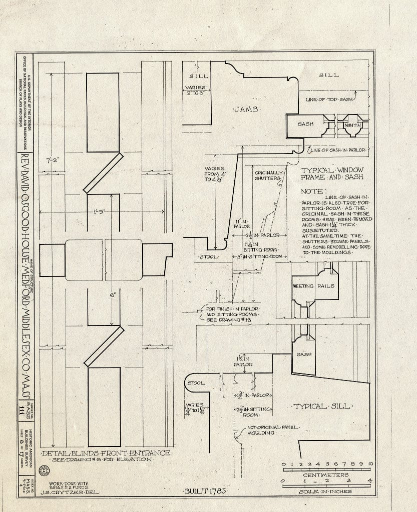 Blueprint HABS Mass,9-MED,4- (Sheet 8 of 17) - Reverend David Osgood House, 141 High Street, Medford, Middlesex County, MA