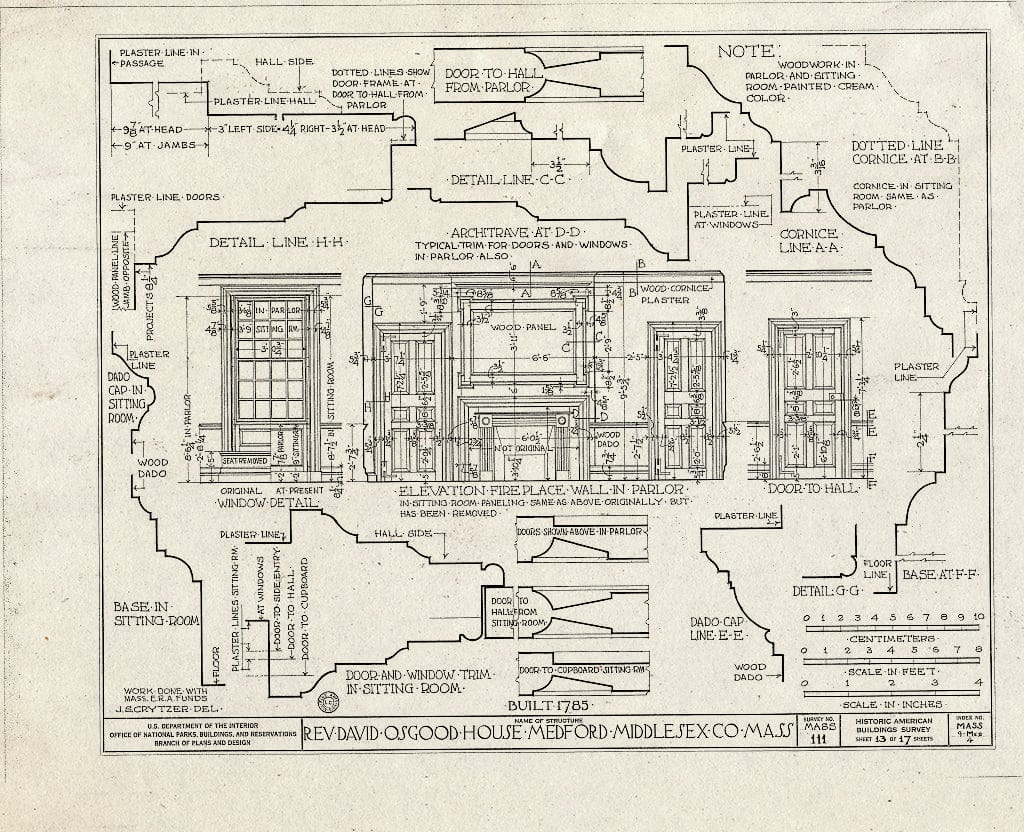 Blueprint HABS Mass,9-MED,4- (Sheet 13 of 17) - Reverend David Osgood House, 141 High Street, Medford, Middlesex County, MA