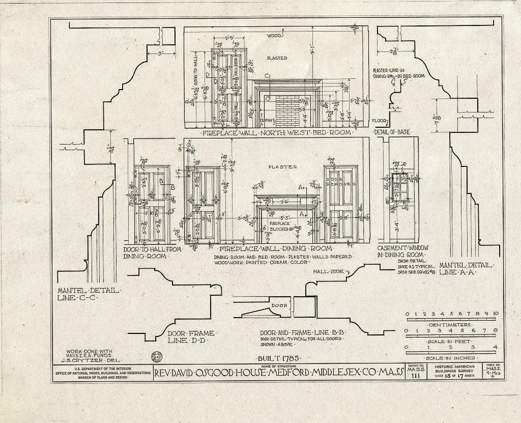 Blueprint HABS Mass,9-MED,4- (Sheet 15 of 17) - Reverend David Osgood House, 141 High Street, Medford, Middlesex County, MA