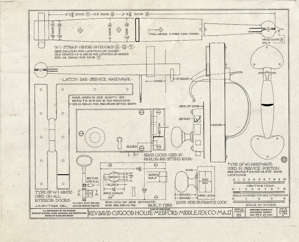 Blueprint HABS Mass,9-MED,4- (Sheet 17 of 17) - Reverend David Osgood House, 141 High Street, Medford, Middlesex County, MA