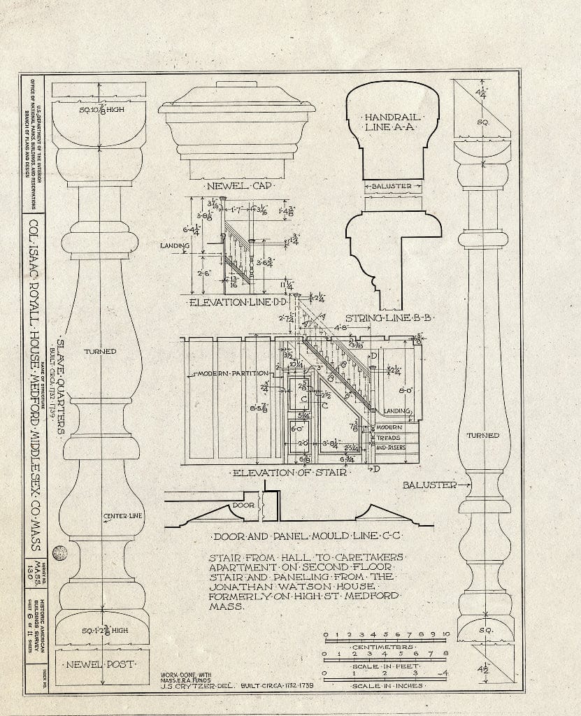 Blueprint HABS Mass,9-MED,1B- (Sheet 6 of 11) - Colonel Isaac Royall Slave Quarters, 15 George Street, Medford, Middlesex County, MA