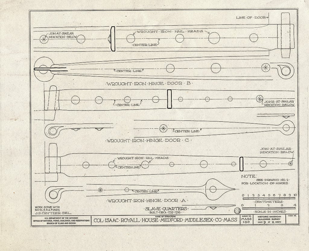 Blueprint HABS Mass,9-MED,1B- (Sheet 9 of 11) - Colonel Isaac Royall Slave Quarters, 15 George Street, Medford, Middlesex County, MA