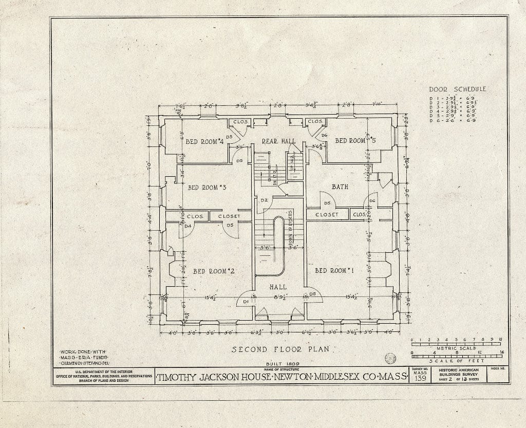 Blueprint HABS Mass,9-Newt,1- (Sheet 2 of 13) - Timothy Jackson House, 527 Washington Street, Newton, Middlesex County, MA
