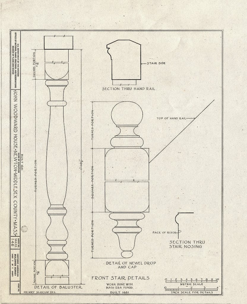 Blueprint HABS Mass,9-Newt,2- (Sheet 7 of 11) - John Woodward House, 238 Woodward Street, Newton, Middlesex County, MA