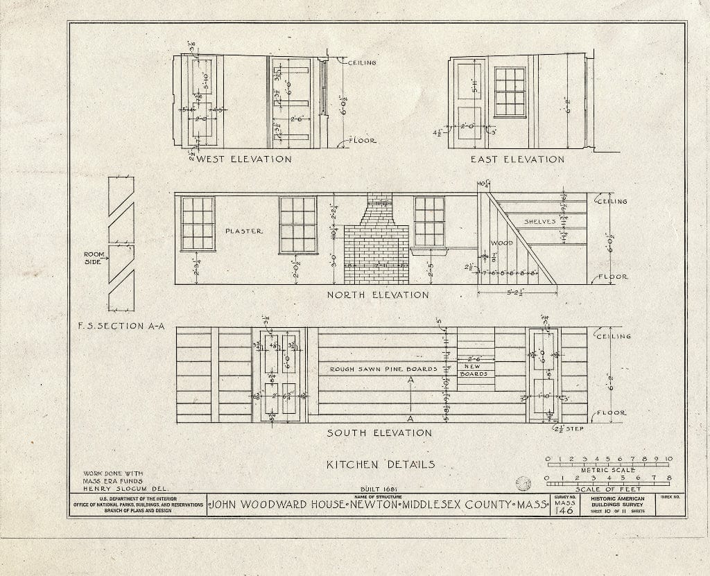 Blueprint HABS Mass,9-Newt,2- (Sheet 10 of 11) - John Woodward House, 238 Woodward Street, Newton, Middlesex County, MA