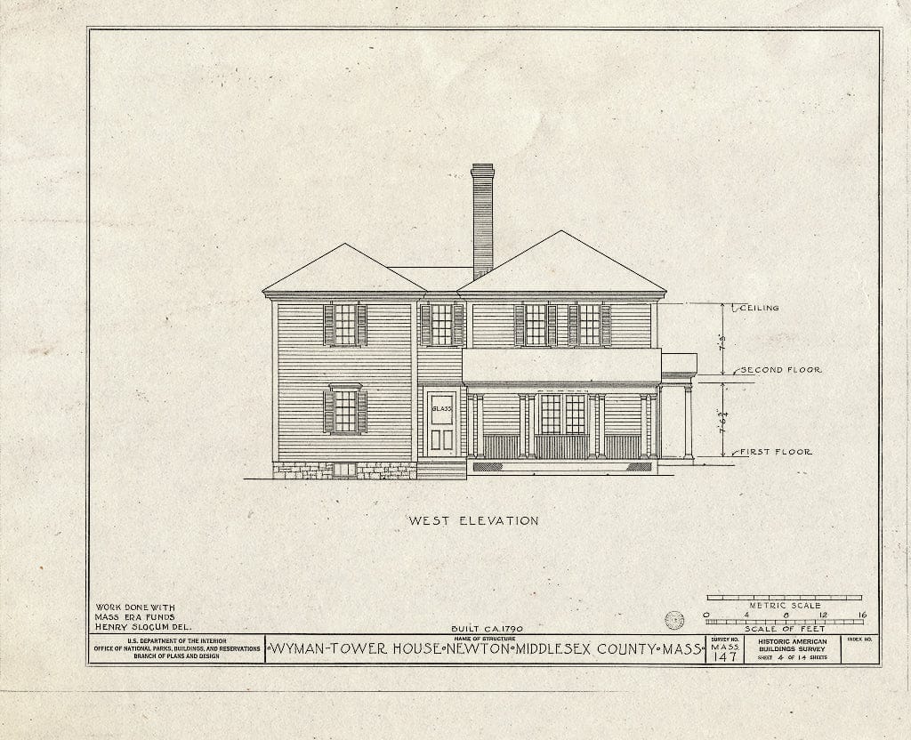 Blueprint HABS Mass,9-Newt,3- (Sheet 4 of 14) - Wyman-Tower House, 401 Woodward Street, Newton, Middlesex County, MA