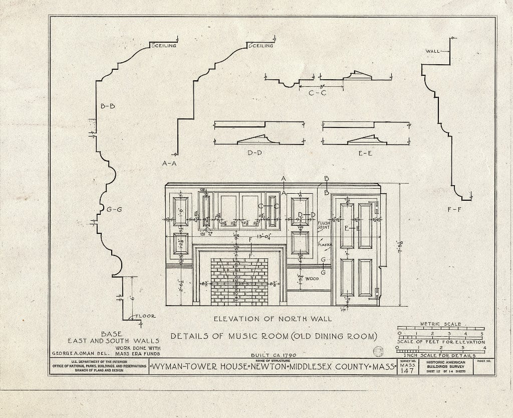 Blueprint HABS Mass,9-Newt,3- (Sheet 12 of 14) - Wyman-Tower House, 401 Woodward Street, Newton, Middlesex County, MA