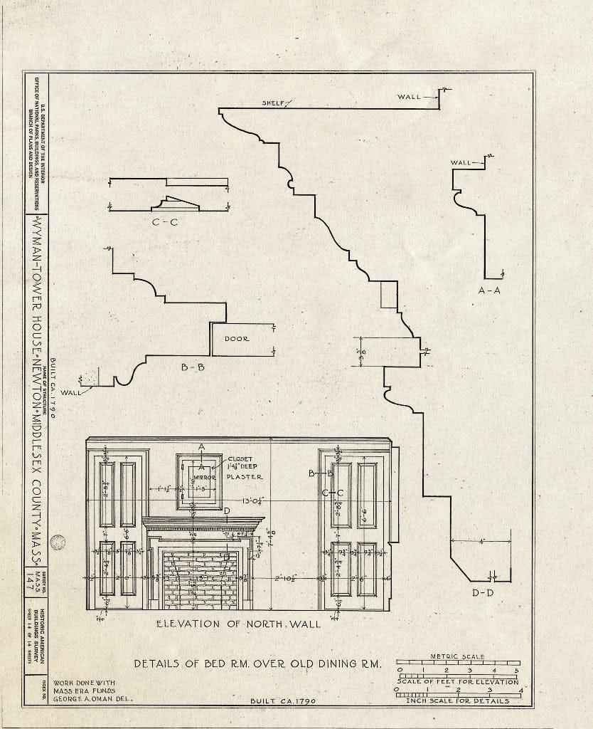 Blueprint HABS Mass,9-Newt,3- (Sheet 14 of 14) - Wyman-Tower House, 401 Woodward Street, Newton, Middlesex County, MA