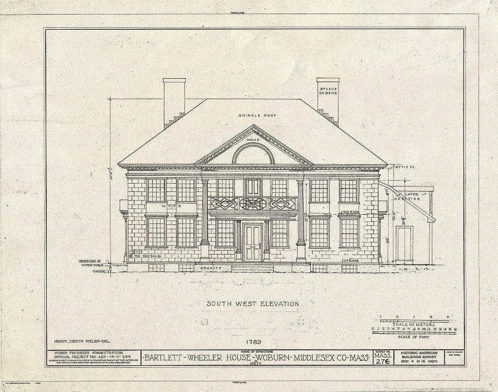 Blueprint HABS Mass,9-WOBN,3- (Sheet 4 of 16) - Bartlett-Wheeler House, 827 Main Street, North Woburn, Middlesex County, MA