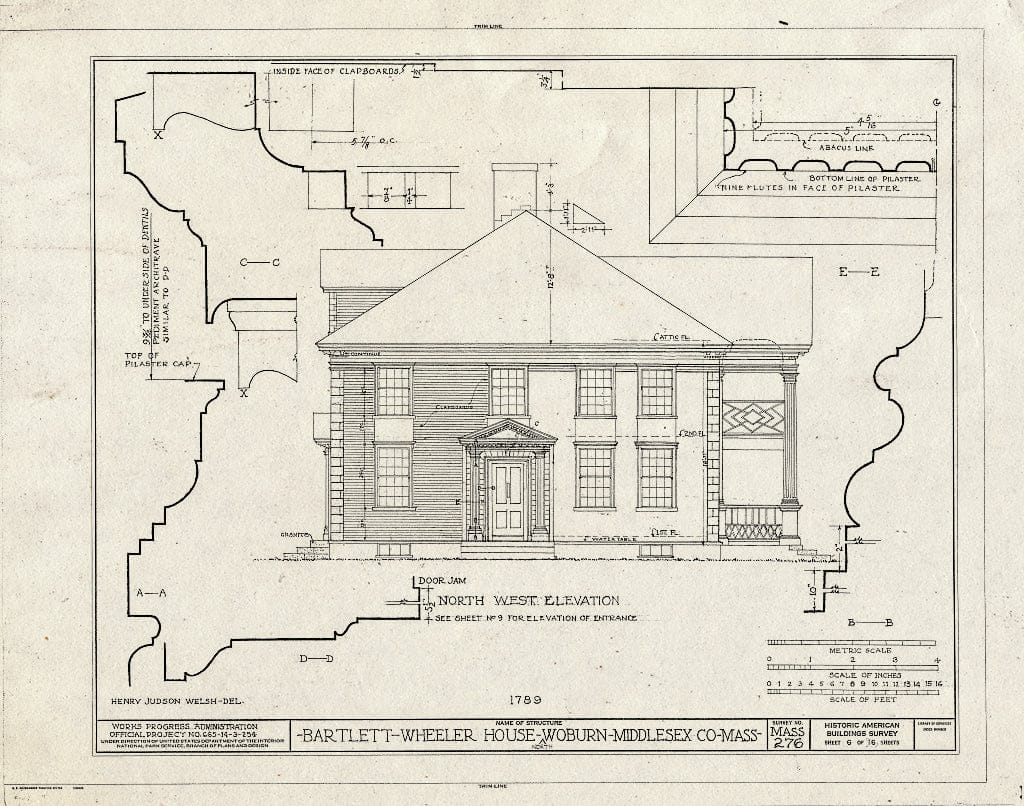 Blueprint HABS Mass,9-WOBN,3- (Sheet 6 of 16) - Bartlett-Wheeler House, 827 Main Street, North Woburn, Middlesex County, MA