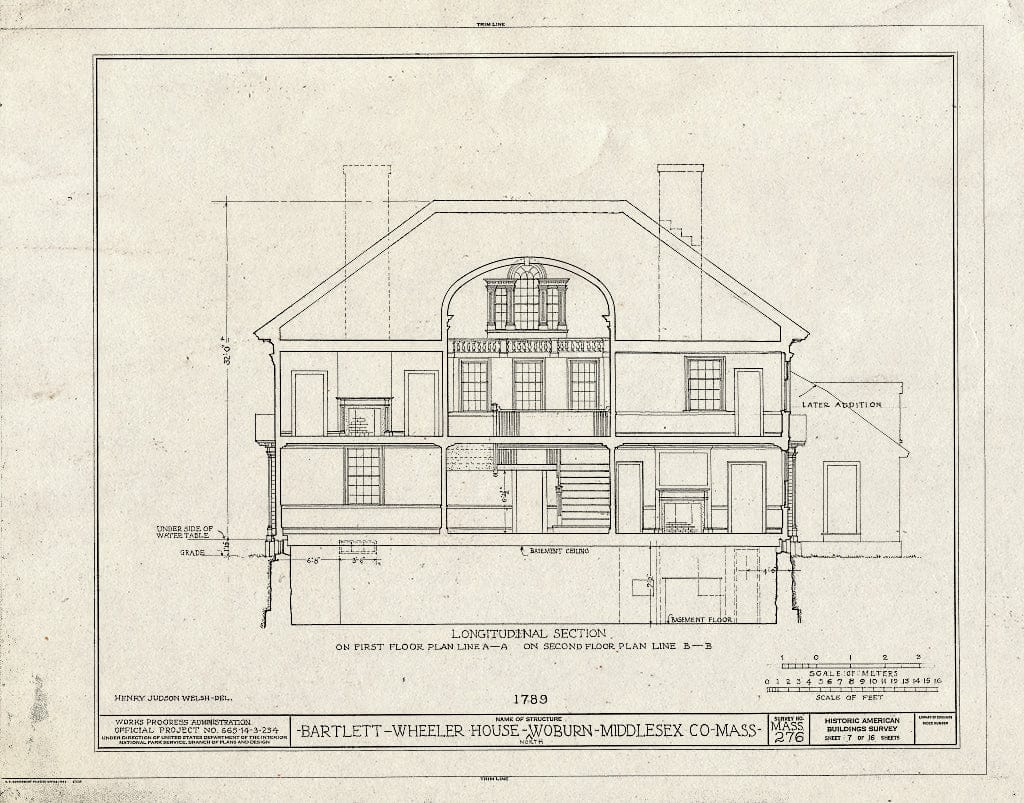 Blueprint HABS Mass,9-WOBN,3- (Sheet 7 of 16) - Bartlett-Wheeler House, 827 Main Street, North Woburn, Middlesex County, MA