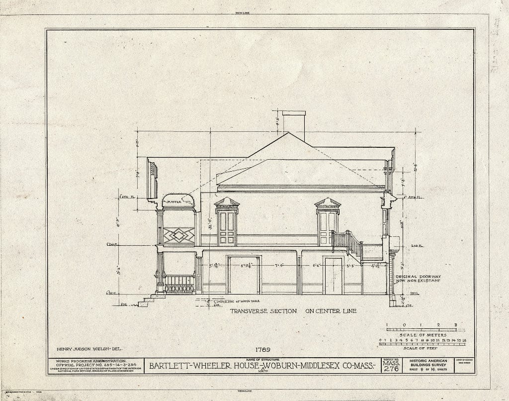 Blueprint HABS Mass,9-WOBN,3- (Sheet 8 of 16) - Bartlett-Wheeler House, 827 Main Street, North Woburn, Middlesex County, MA