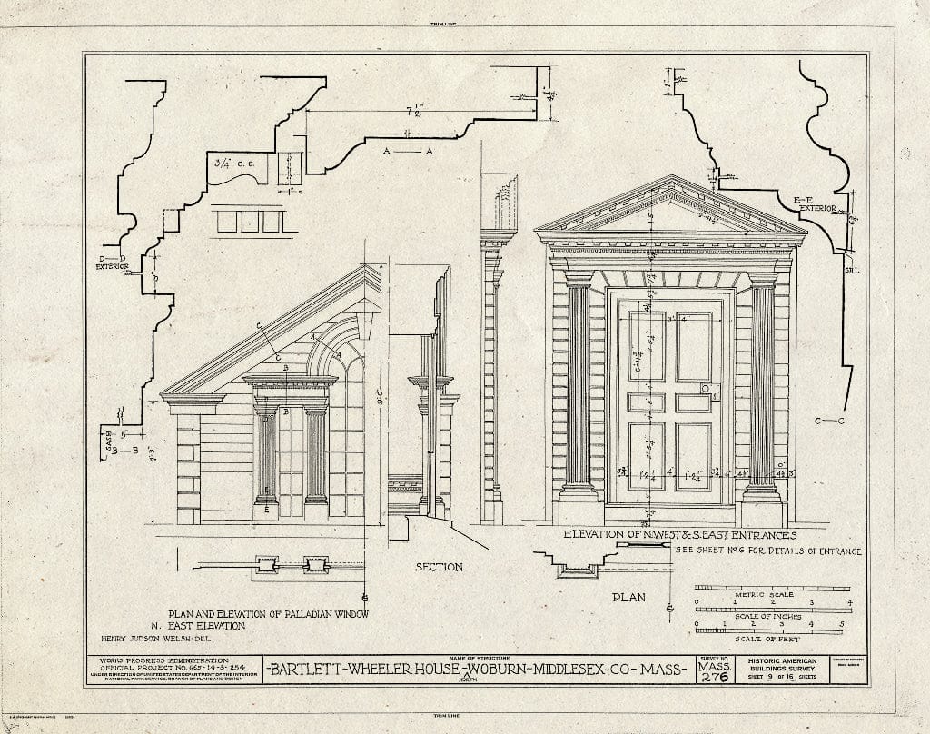 Blueprint HABS Mass,9-WOBN,3- (Sheet 9 of 16) - Bartlett-Wheeler House, 827 Main Street, North Woburn, Middlesex County, MA