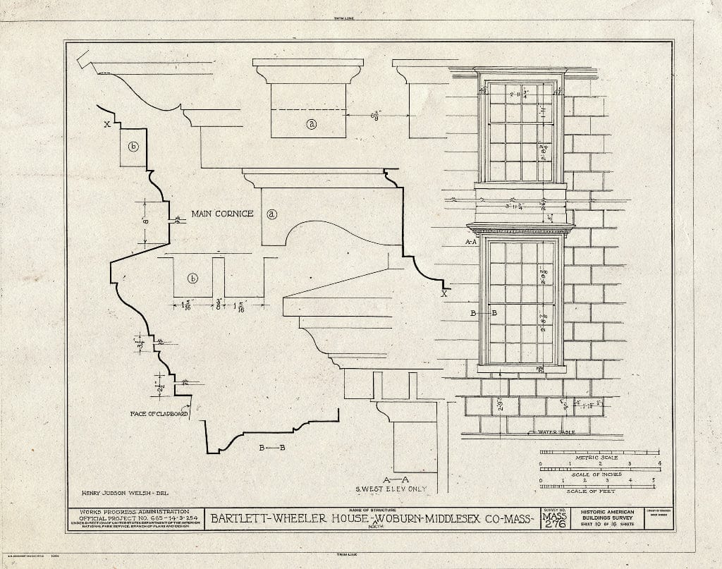 Blueprint HABS Mass,9-WOBN,3- (Sheet 10 of 16) - Bartlett-Wheeler House, 827 Main Street, North Woburn, Middlesex County, MA