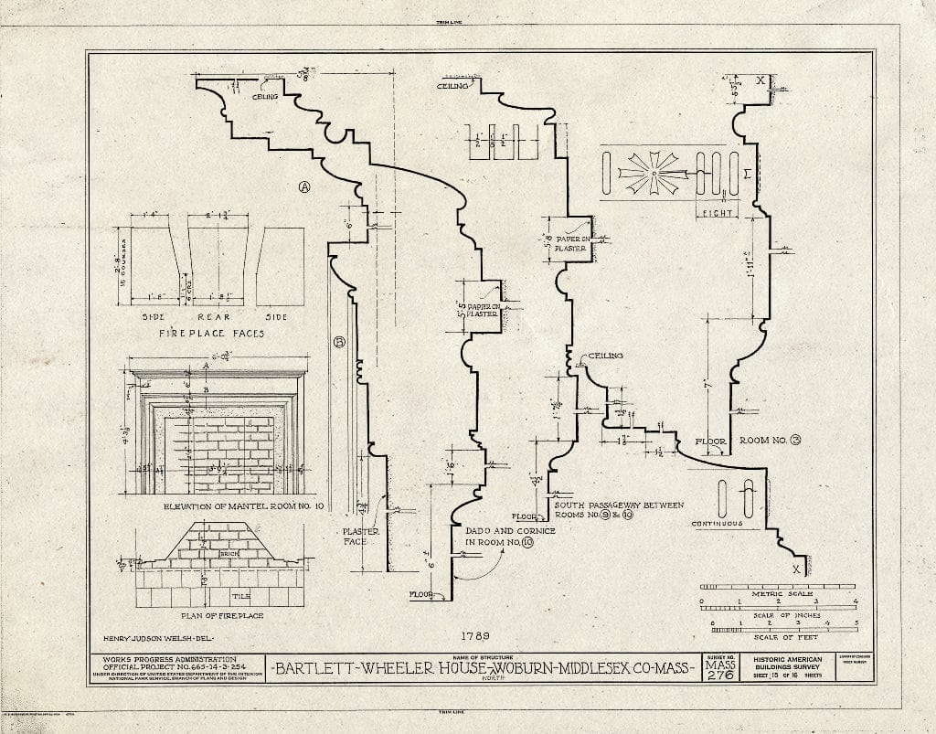Blueprint HABS Mass,9-WOBN,3- (Sheet 15 of 16) - Bartlett-Wheeler House, 827 Main Street, North Woburn, Middlesex County, MA