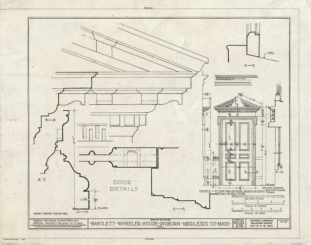 Blueprint HABS Mass,9-WOBN,3- (Sheet 16 of 16) - Bartlett-Wheeler House, 827 Main Street, North Woburn, Middlesex County, MA