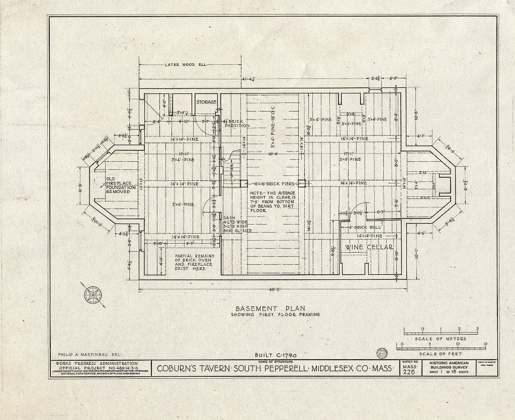 Blueprint HABS Mass,9-PEP.V,1- (Sheet 1 of 16) - Coburn's Tavern, State Route 119, South Pepperell, Middlesex County, MA