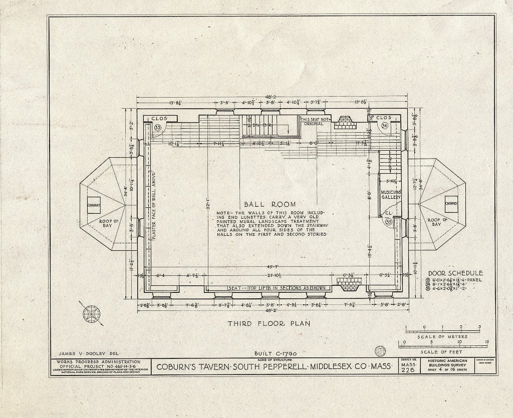 Blueprint HABS Mass,9-PEP.V,1- (Sheet 4 of 16) - Coburn's Tavern, State Route 119, South Pepperell, Middlesex County, MA