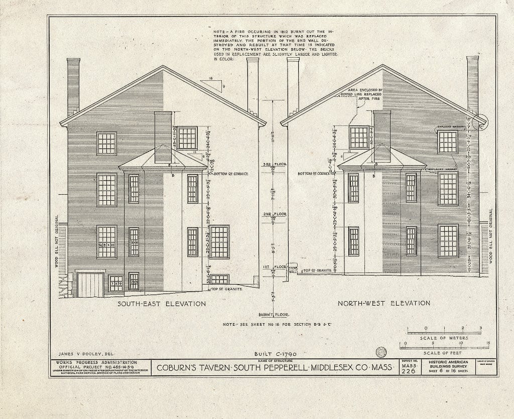 Blueprint HABS Mass,9-PEP.V,1- (Sheet 6 of 16) - Coburn's Tavern, State Route 119, South Pepperell, Middlesex County, MA