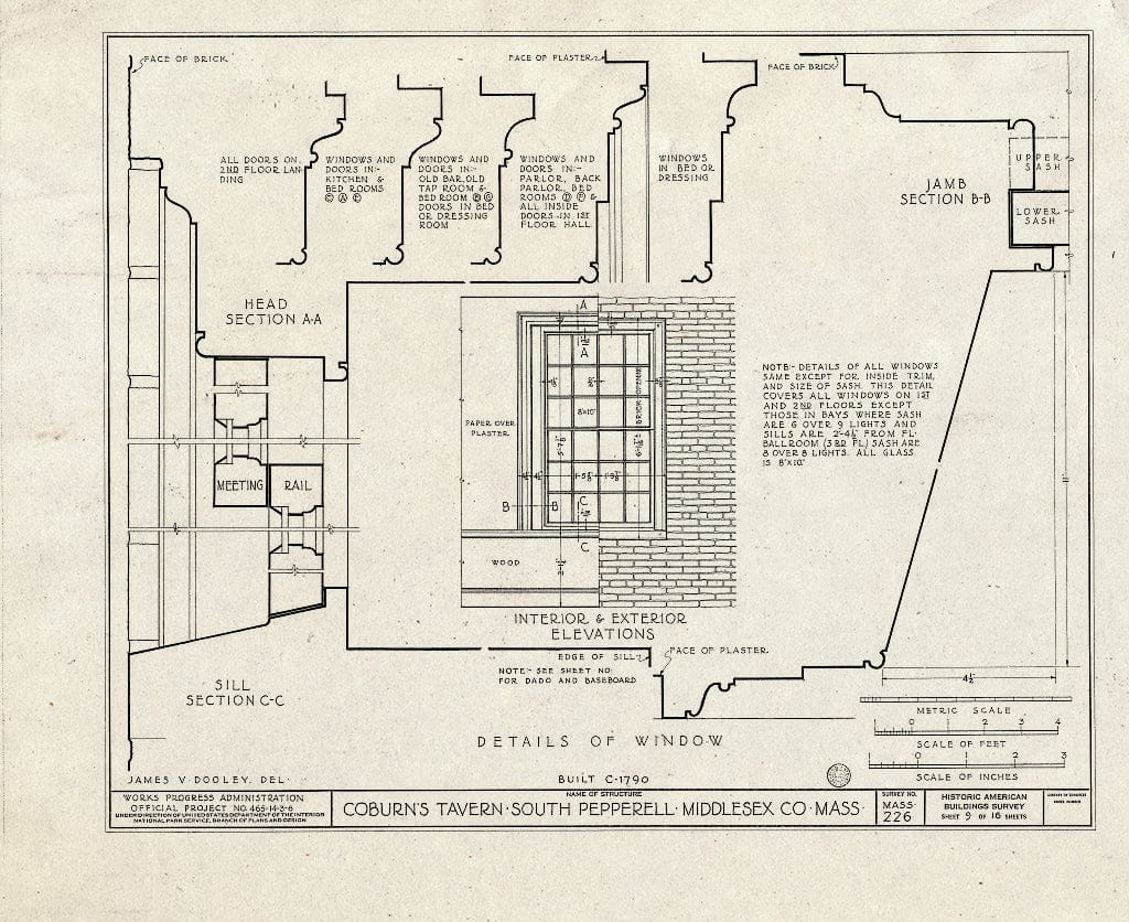 Blueprint HABS Mass,9-PEP.V,1- (Sheet 9 of 16) - Coburn's Tavern, State Route 119, South Pepperell, Middlesex County, MA