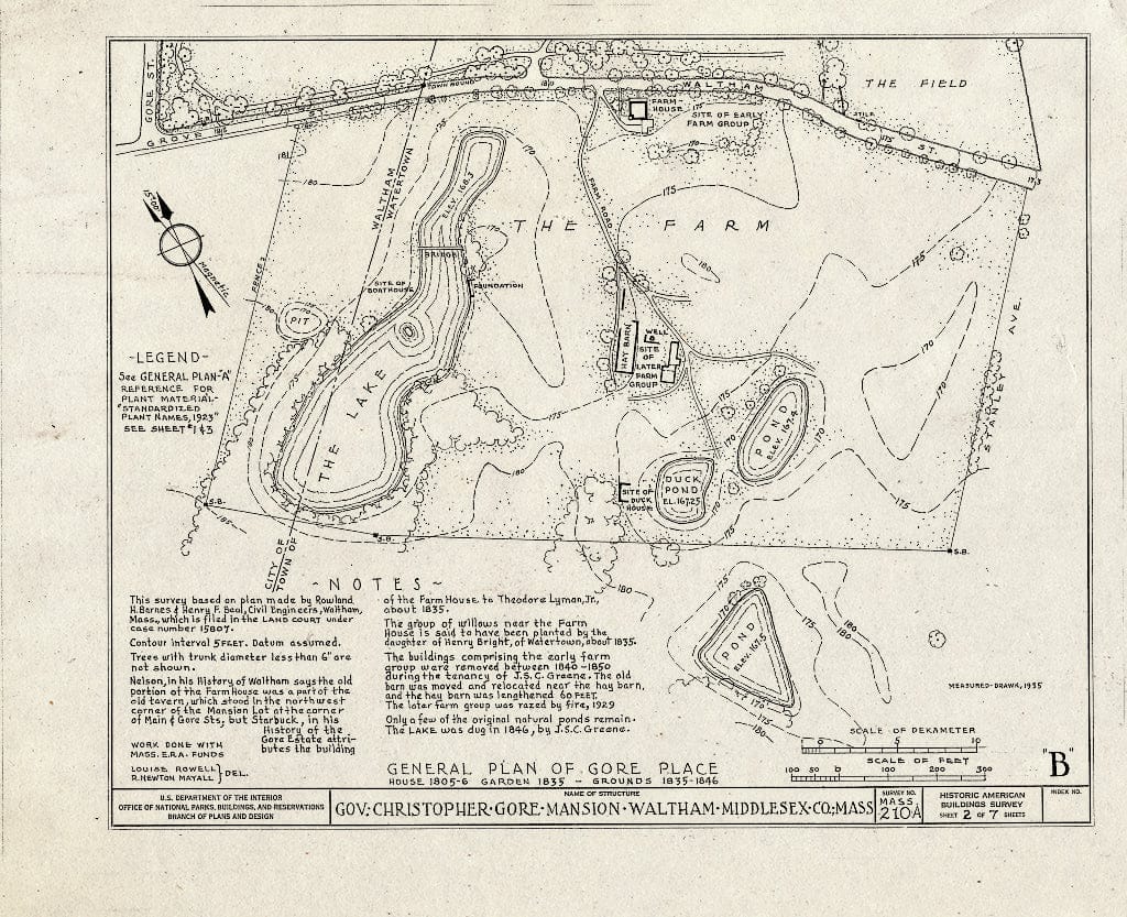 Blueprint HABS Mass,9-WALTH,2A- (Sheet 2 of 7) - Governor Christopher Gore Place, Gore Street, Waltham, Middlesex County, MA