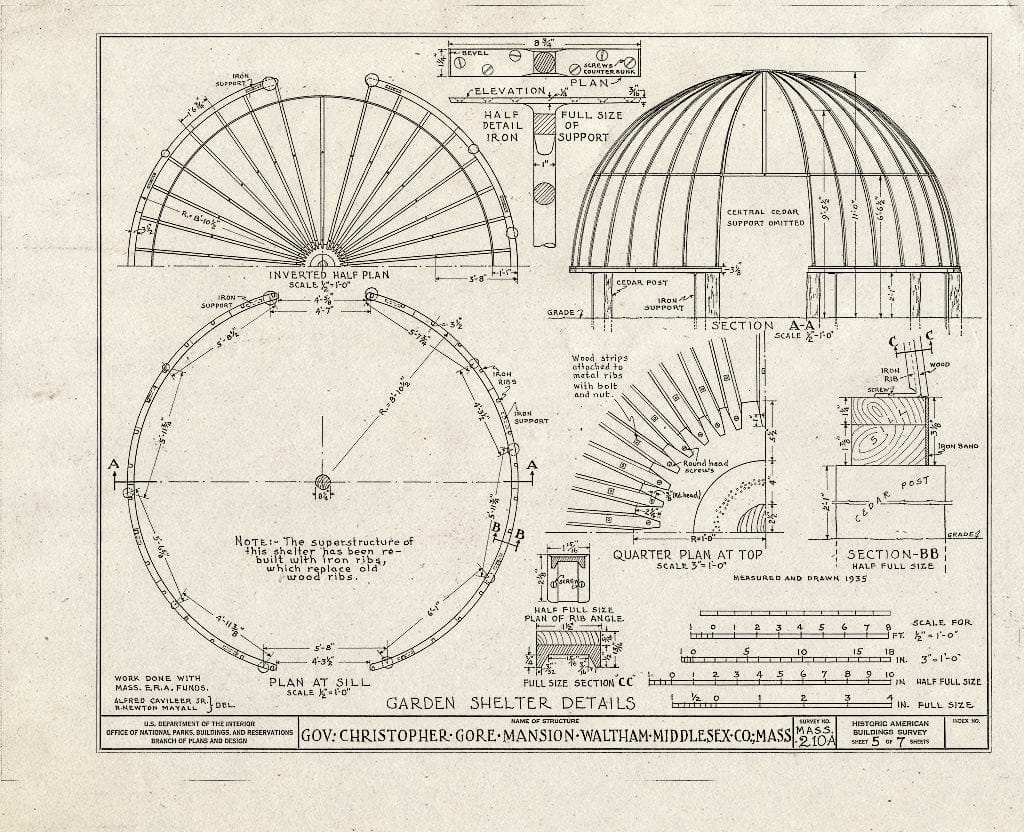 Blueprint HABS Mass,9-WALTH,2A- (Sheet 5 of 7) - Governor Christopher Gore Place, Gore Street, Waltham, Middlesex County, MA