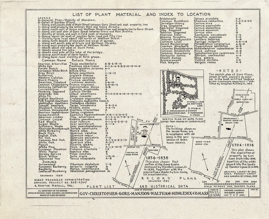Blueprint HABS Mass,9-WALTH,2A- (Sheet 7 of 7) - Governor Christopher Gore Place, Gore Street, Waltham, Middlesex County, MA