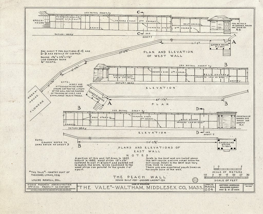 Blueprint HABS Mass,9-WALTH,1- (Sheet 6 of 15) - The Vale, Beaver Street, Waltham, Middlesex County, MA