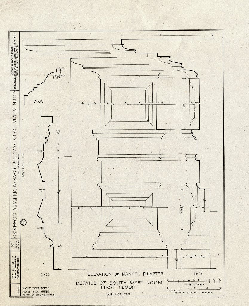 Blueprint HABS Mass,9-WATO,1- (Sheet 9 of 11) - John Bemis House, 425 Main Street, Watertown, Middlesex County, MA