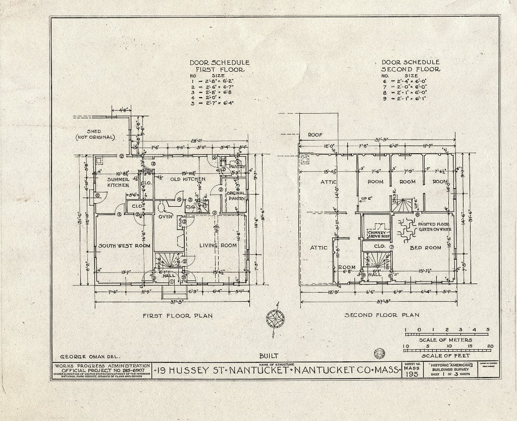 Blueprint HABS Mass,10-NANT,10- (Sheet 1 of 3) - 19 Hussey Street (House), Nantucket, Nantucket County, MA
