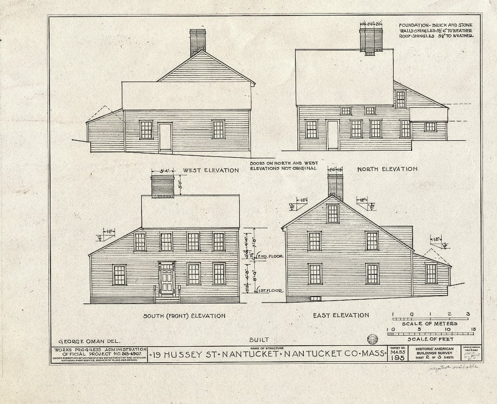 Blueprint HABS Mass,10-NANT,10- (Sheet 2 of 3) - 19 Hussey Street (House), Nantucket, Nantucket County, MA