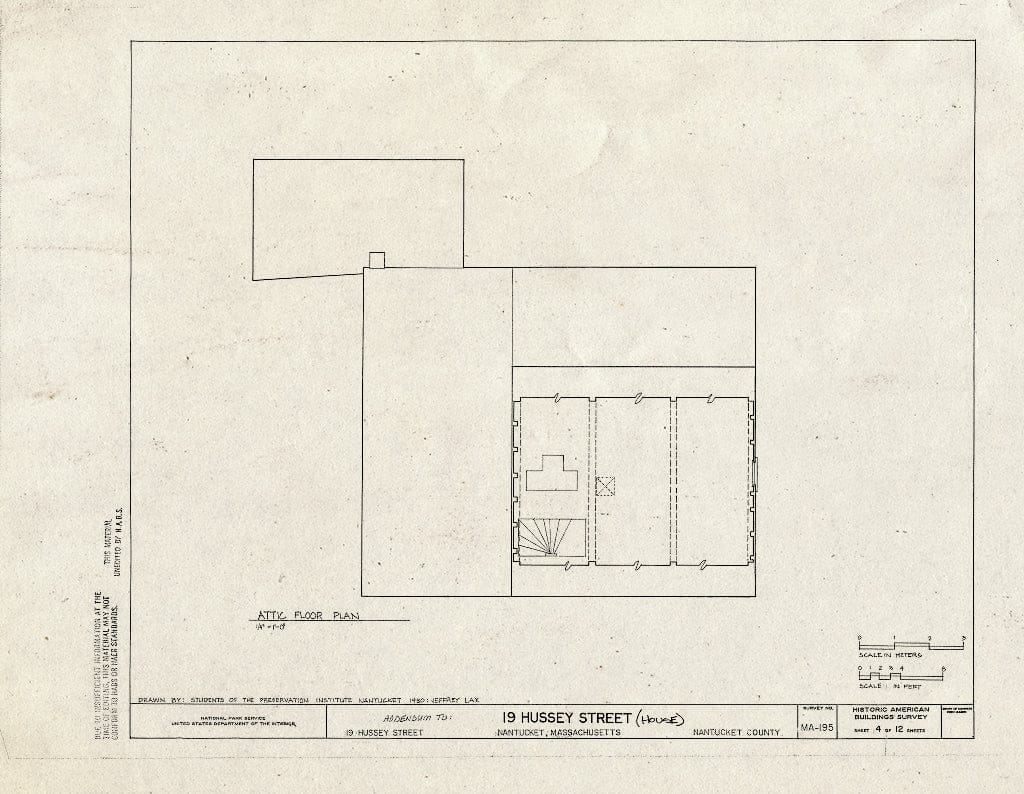 Blueprint HABS Mass,10-NANT,10- (Sheet 4 of 12) - 19 Hussey Street (House), Nantucket, Nantucket County, MA
