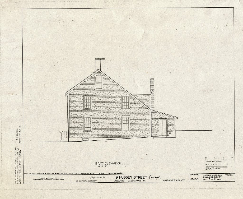 Blueprint HABS Mass,10-NANT,10- (Sheet 8 of 12) - 19 Hussey Street (House), Nantucket, Nantucket County, MA