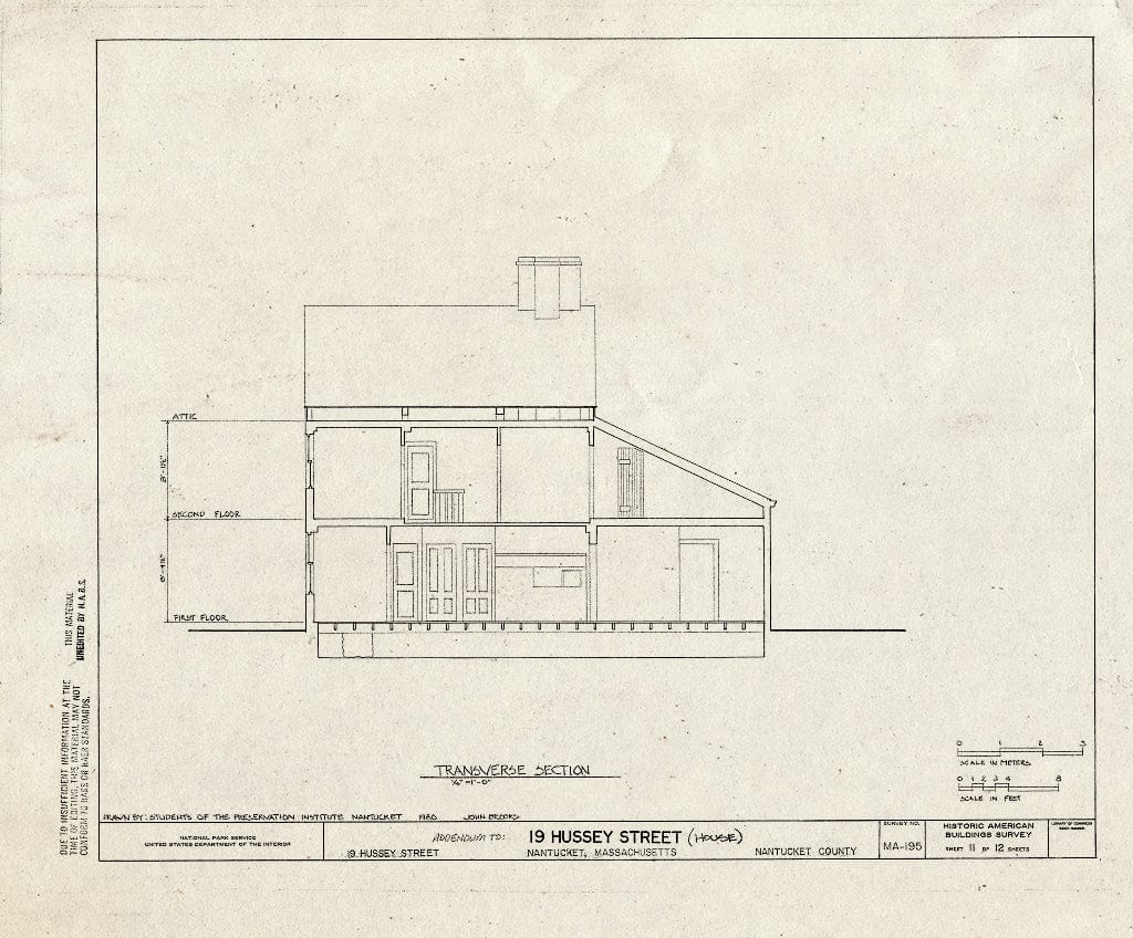 Blueprint HABS Mass,10-NANT,10- (Sheet 11 of 12) - 19 Hussey Street (House), Nantucket, Nantucket County, MA