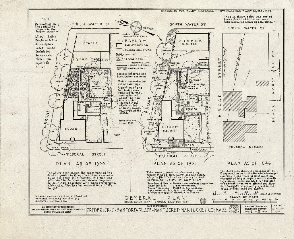 Blueprint HABS Mass,10-NANT,7A- (Sheet 1 of 5) - Frederick C. Sanford Place, Federal, Broad & Water Streets, Nantucket, Nantucket County, MA