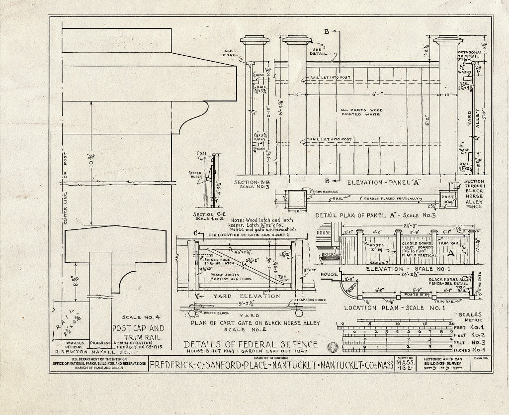 Blueprint HABS Mass,10-NANT,7A- (Sheet 5 of 5) - Frederick C. Sanford Place, Federal, Broad & Water Streets, Nantucket, Nantucket County, MA