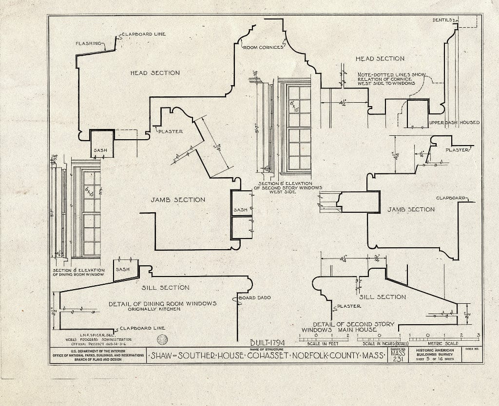 Blueprint HABS Mass,11-COHA,3- (Sheet 5 of 16) - Shaw-Souther House, Highland Avenue, Cohasset, Norfolk County, MA
