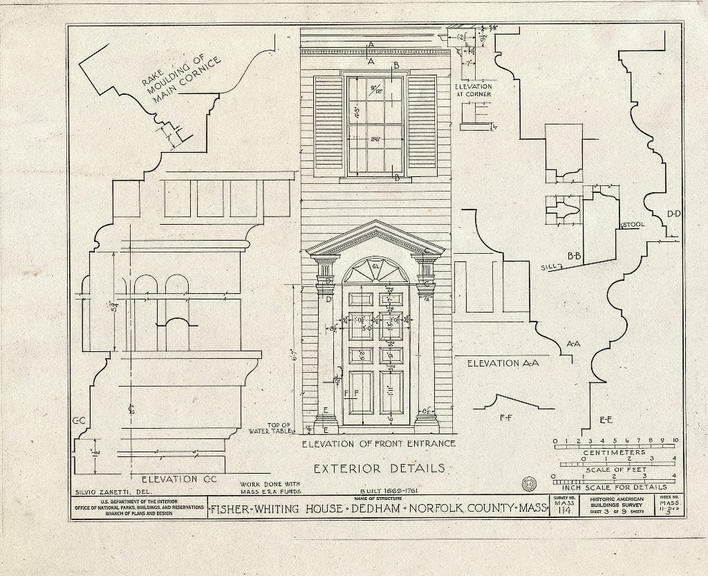 Blueprint HABS Mass,11-DED,3- (Sheet 3 of 9) - Fisher-Whiting House, 218 Cedar Street, Dedham, Norfolk County, MA
