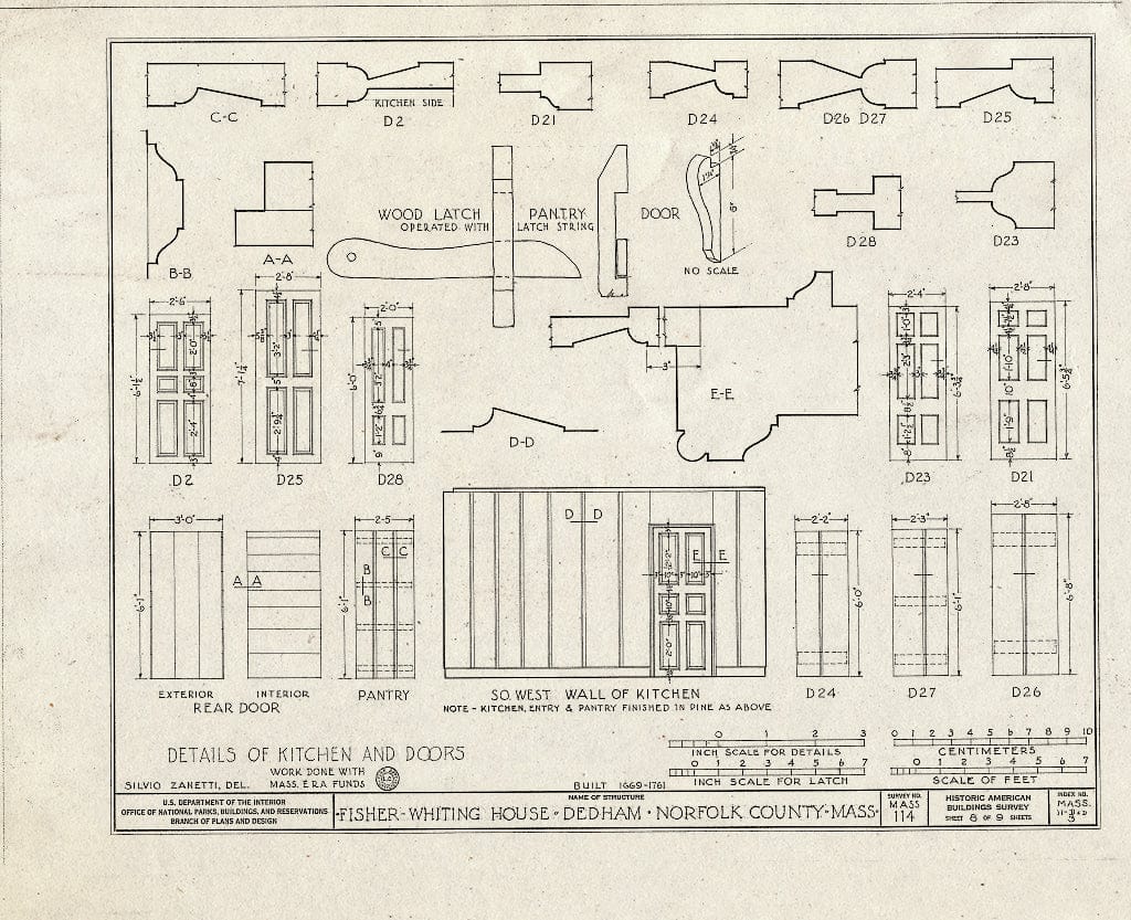 Blueprint HABS Mass,11-DED,3- (Sheet 8 of 9) - Fisher-Whiting House, 218 Cedar Street, Dedham, Norfolk County, MA