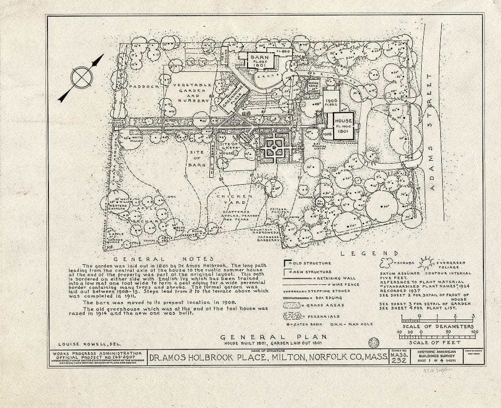 Blueprint HABS Mass,11-Milt,7- (Sheet 1 of 4) - Dr. Amos Holbrook Place, 203 Adams Street, Milton, Norfolk County, MA
