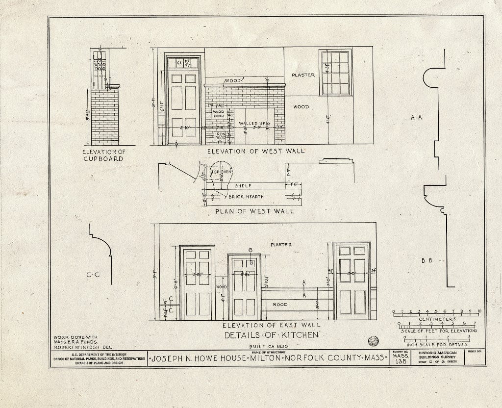 Blueprint HABS Mass,11-Milt,4- (Sheet 6 of 6) - Joseph N. Howe House, 597 Randolph Avenue, Milton, Norfolk County, MA