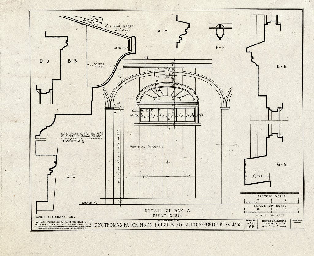 Blueprint HABS Mass,11-Milt,5A- (Sheet 3 of 4) - Governor Thomas Hutchinson House (Wing), 195 Adams Street, Milton, Norfolk County, MA